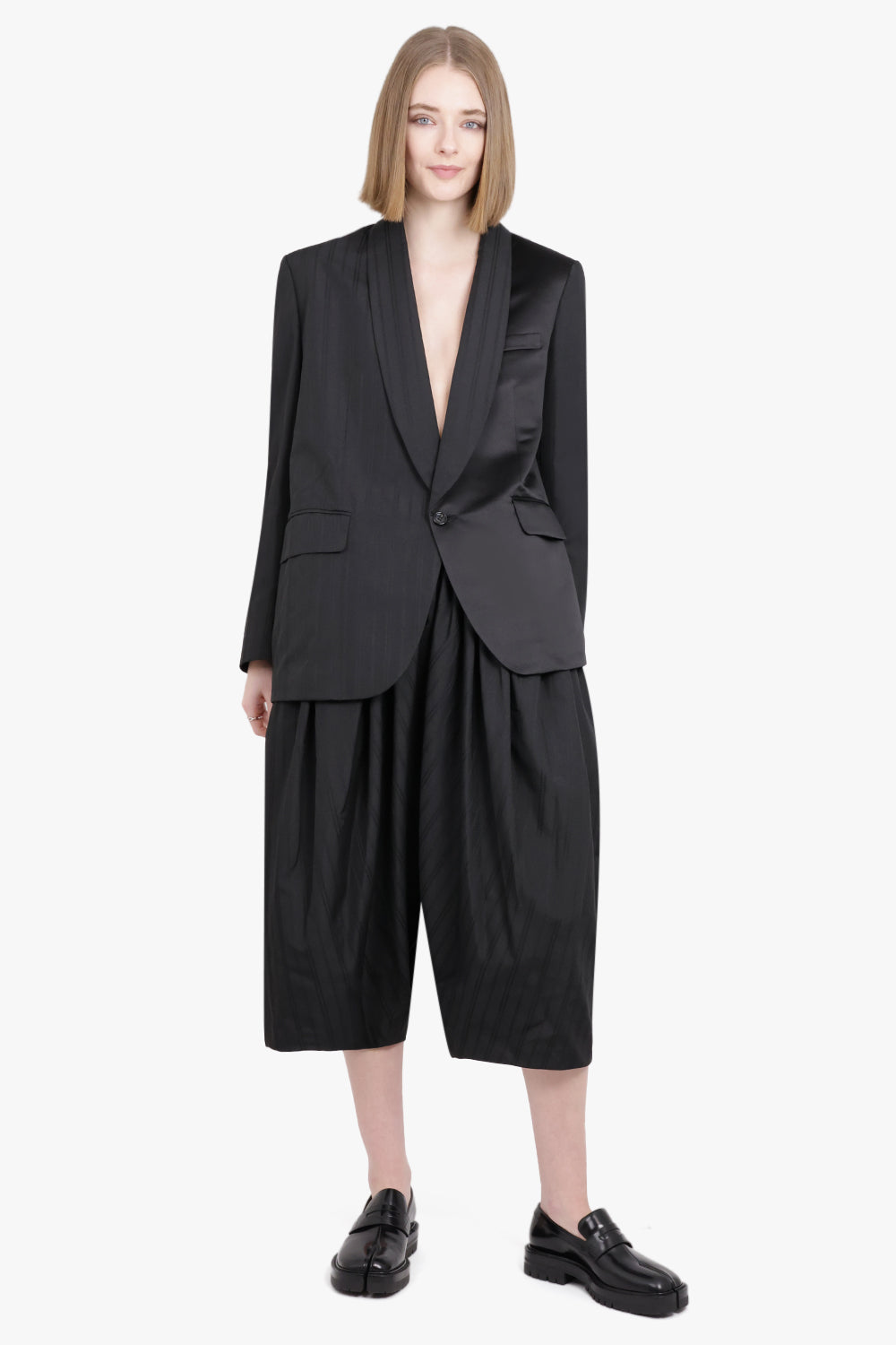 COMME DES GARCONS RTW Single Breasted Contrast Panel Suit Blazer | Black