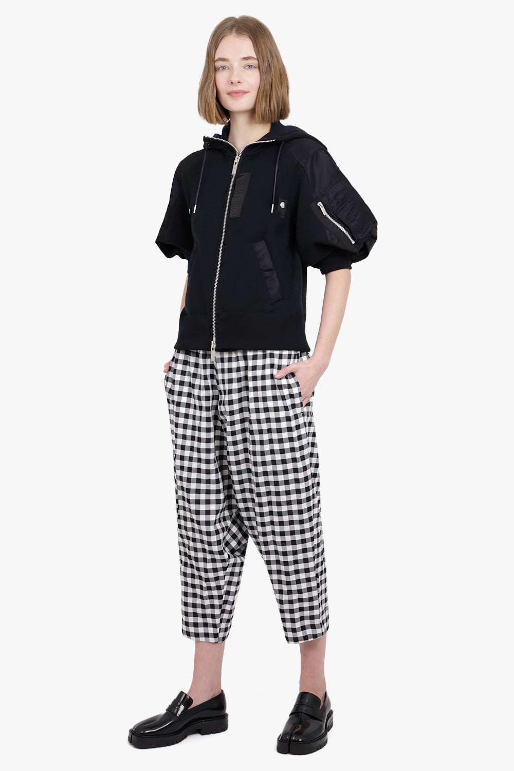 COMME DES GARCONS RTW Asymmetric Gingham Check Pant |  Black/White