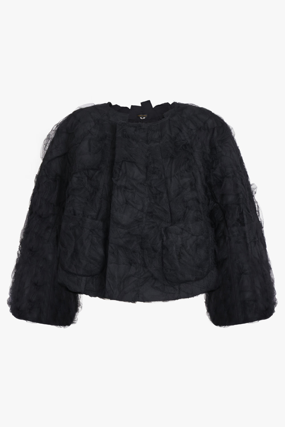 COMME DES GARCONS RTW Ruffle Tulle Cropped Jacket | Black