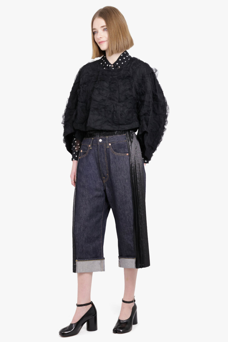 JUNYA WATANABE RTW Contrast Levi Denim x Pleat Panel Crop Pant | Black