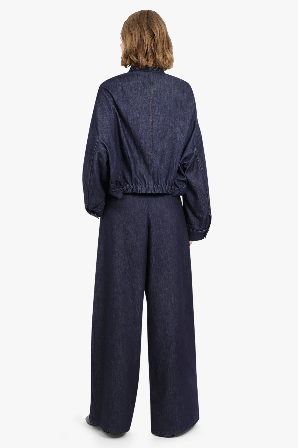 Pleated Wide Leg Denim Pants | Indigo – Parlour X