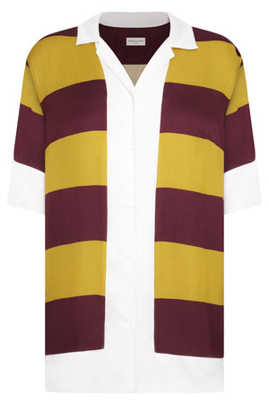 DRIES VAN NOTEN RTW Stripe Short Sleeve White Trim Shirt | Auber