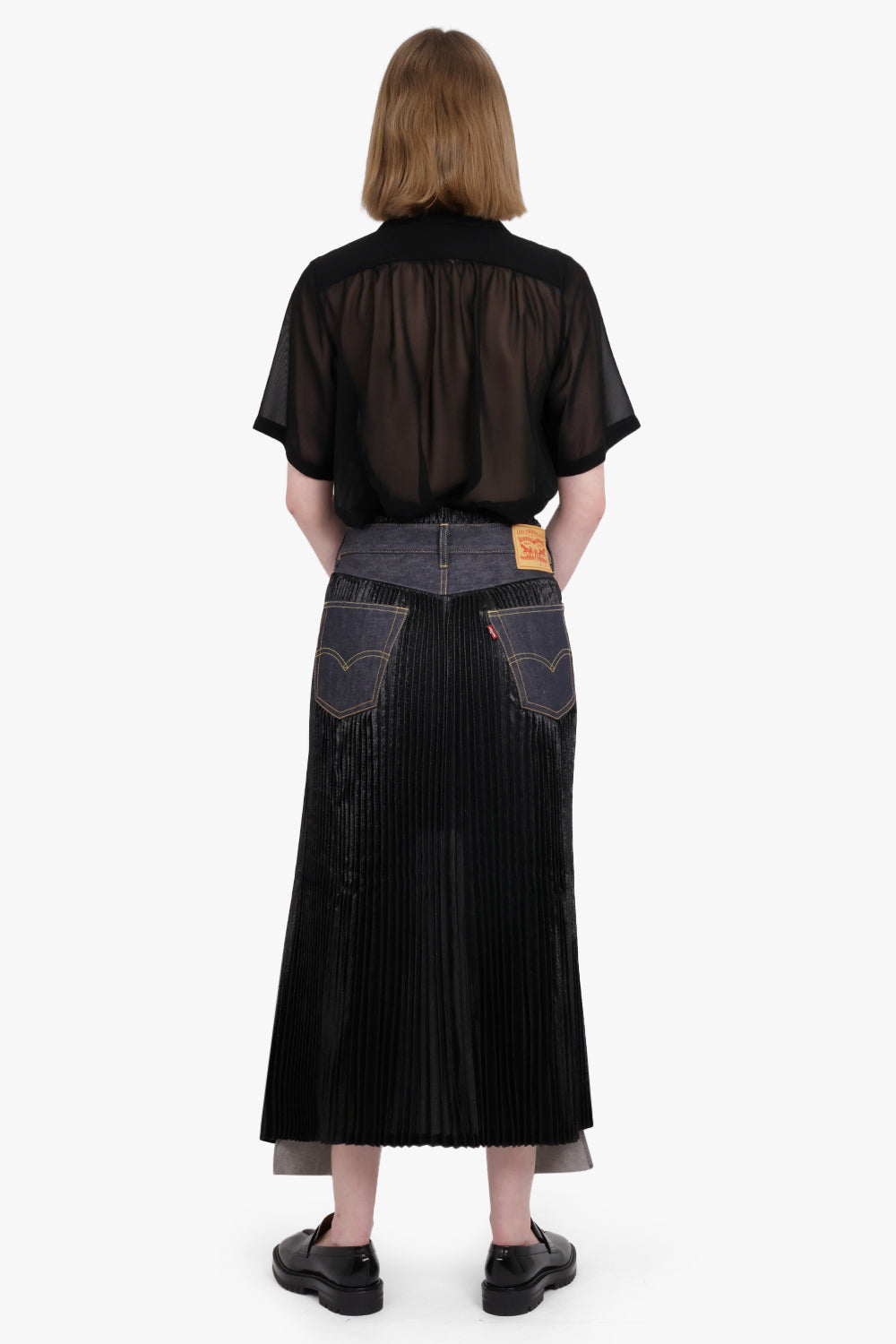 NOIR KEI NINOMIYA RTW Sheer Ruffle Detail S/S Shirt | Black