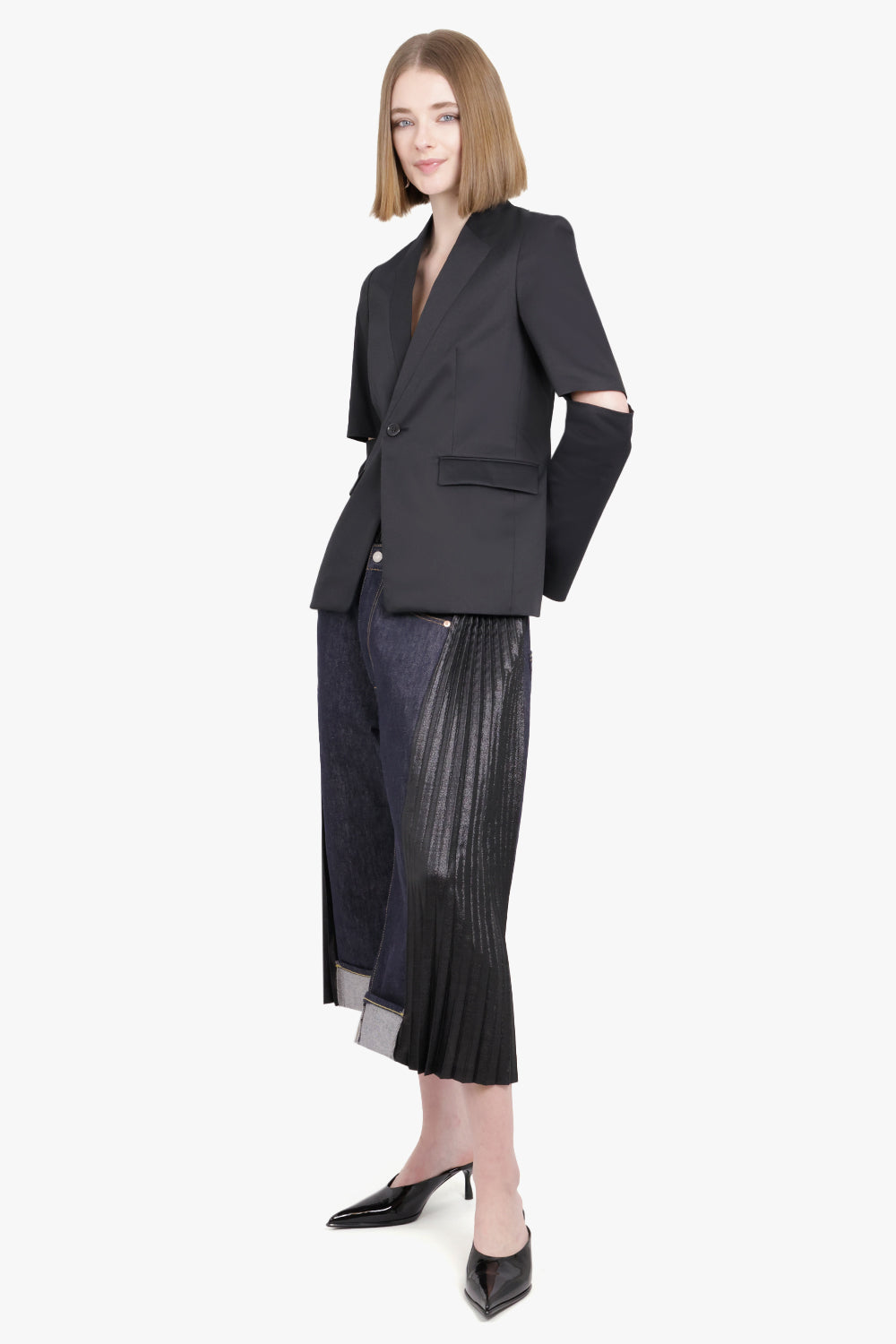 NOIR KEI NINOMIYA RTW Single Breasted Arm Slit Detail Blazer | Black