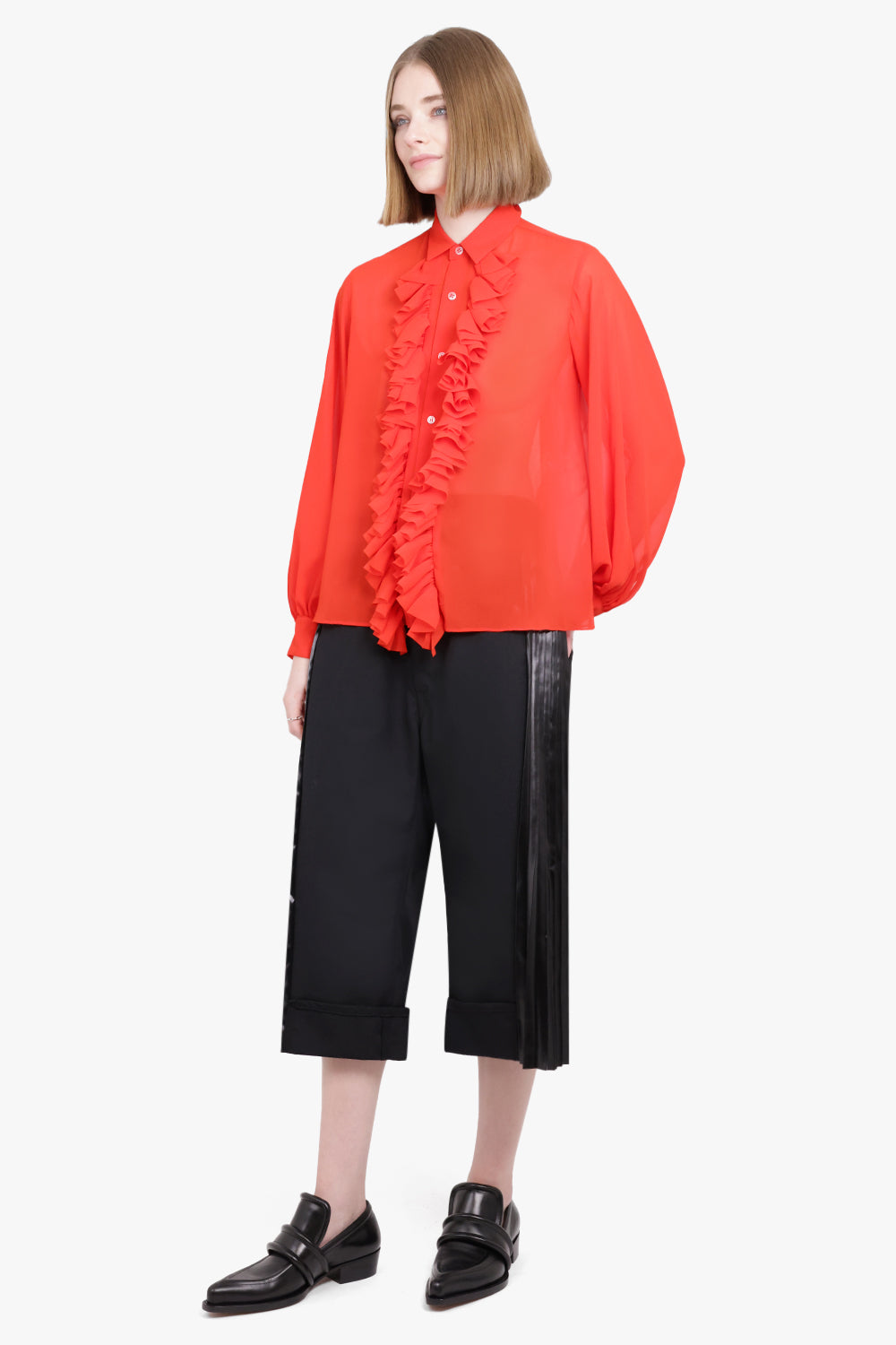 JUNYA WATANABE RTW Contrast Suit x Pleat Panel Crop Pant | Black