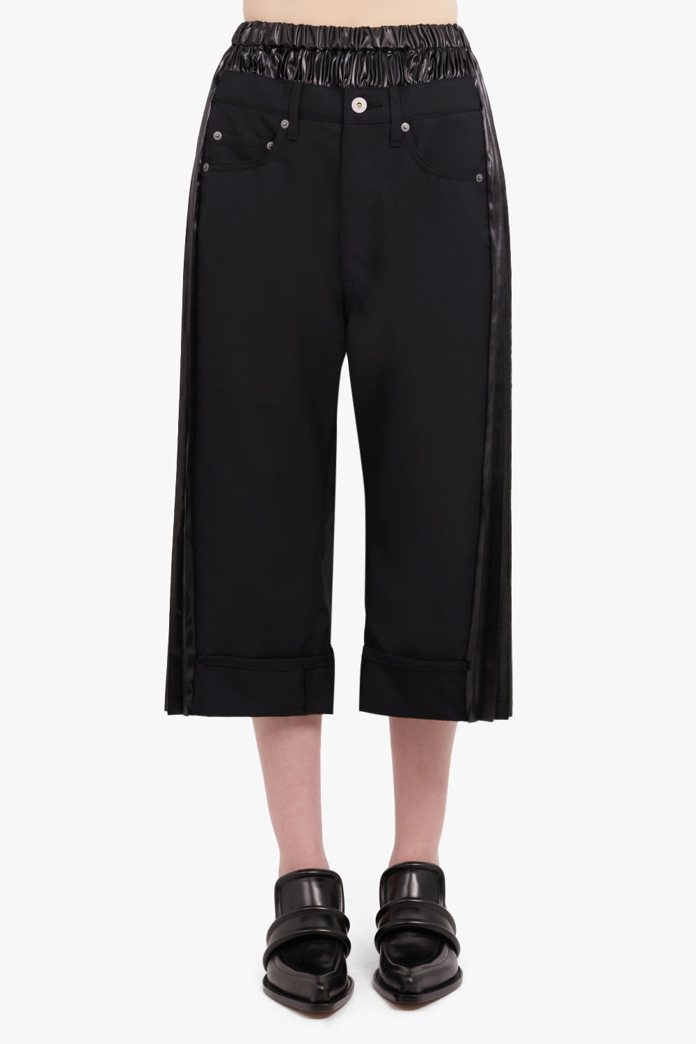 JUNYA WATANABE RTW Contrast Suit x Pleat Panel Crop Pant | Black