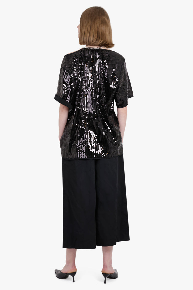 JUNYA WATANABE RTW Sequin Chain Neck S/S Off Shoulder Top | Black