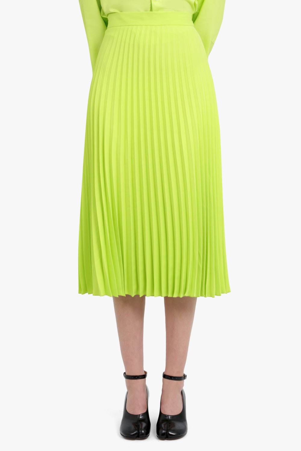 Fluid Polyester Skirt Neon Green Parlour X