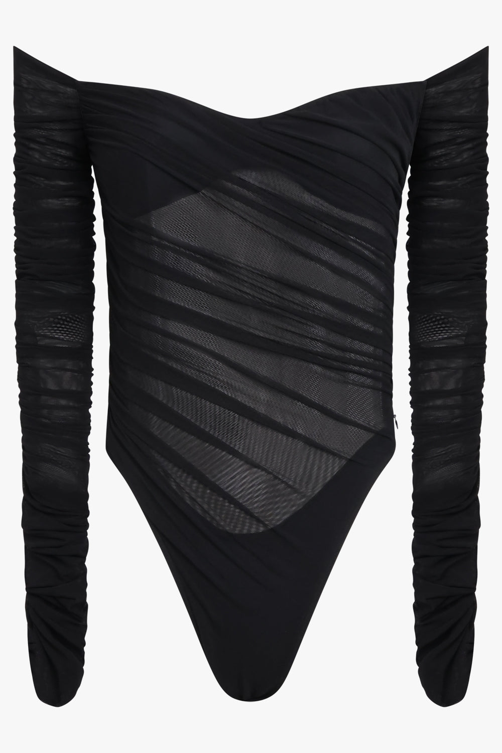 NEW Mugler x H&M Mesh-Paneled Bodysuit Brown/Black XL SOLD OUT RARE