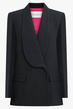 NINA RICCI RTW Shawl Collar Cady Blazer | Black