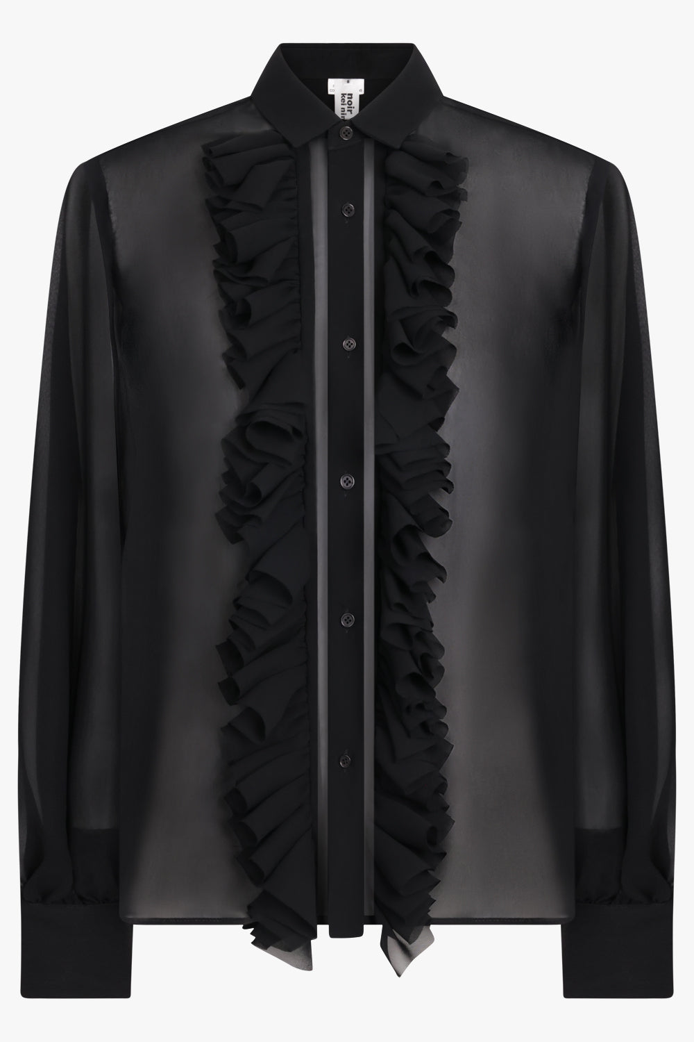 NOIR KEI NINOMIYA RTW Sheer Ruffle Detail L/S Shirt | Black