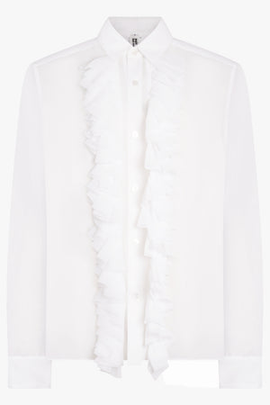 NOIR KEI NINOMIYA RTW Sheer Ruffle Detail L/S Shirt | White