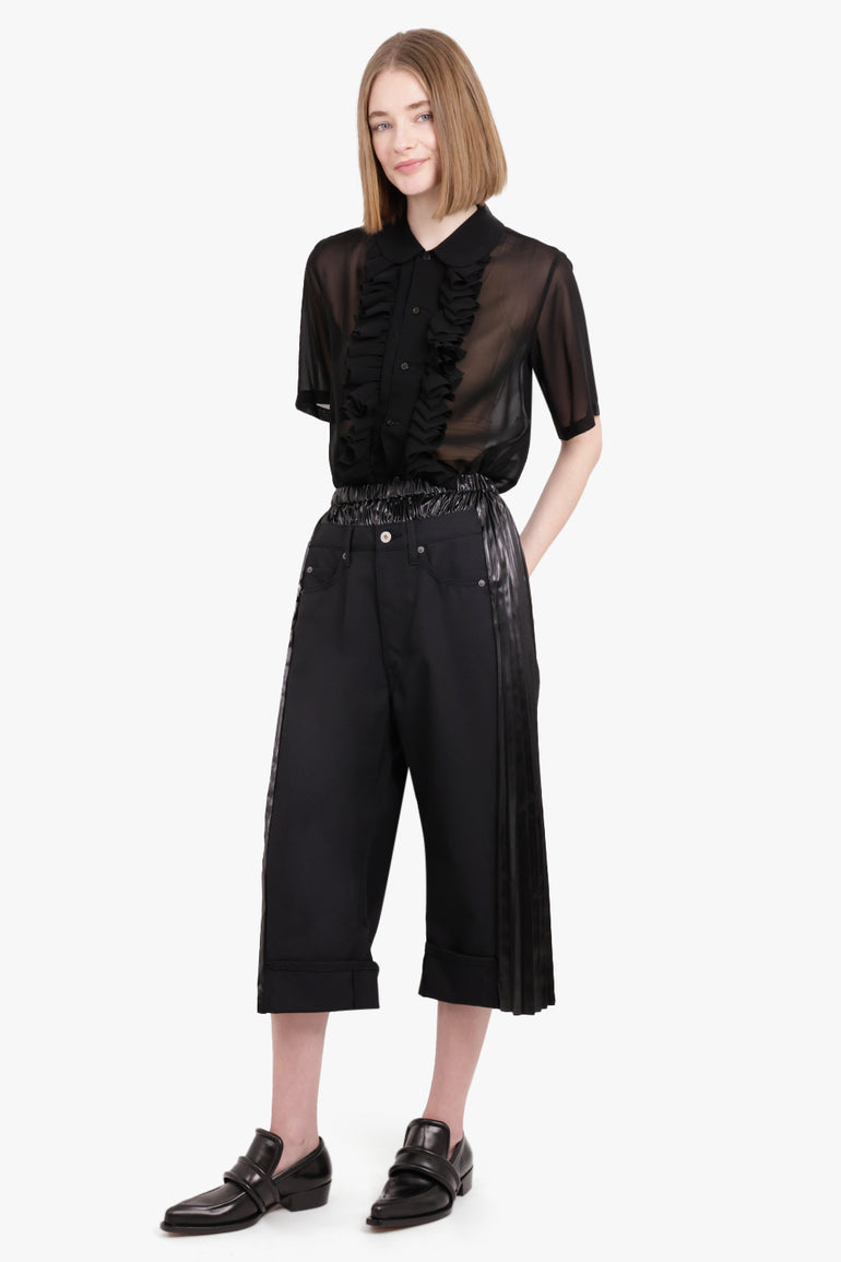 NOIR KEI NINOMIYA RTW Sheer Ruffle Detail S/S Shirt | Black