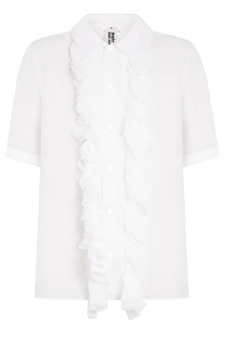 NOIR KEI NINOMIYA RTW Sheer Ruffle Detail S/S Shirt | White