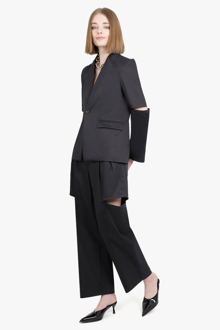 NOIR KEI NINOMIYA RTW Single Breasted Arm Slit Detail Blazer | Black