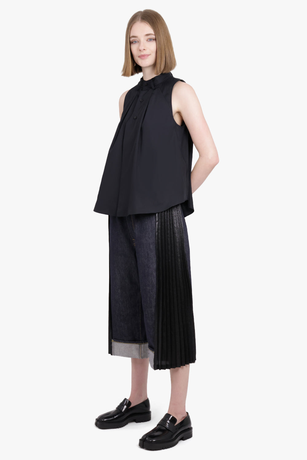 NOIR KEI NINOMIYA RTW Waistband Detail Sleeveless Blouse | Black