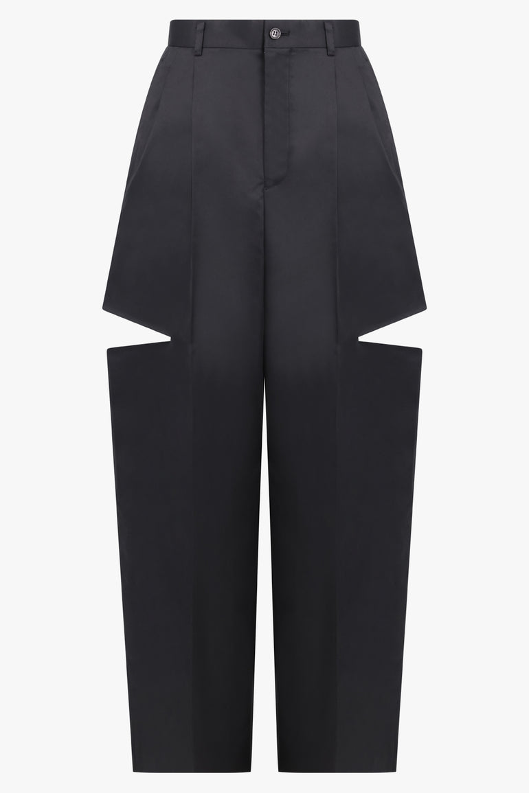 NOIR KEI NINOMIYA RTW Wide Leg Slit Detail Pant | Black