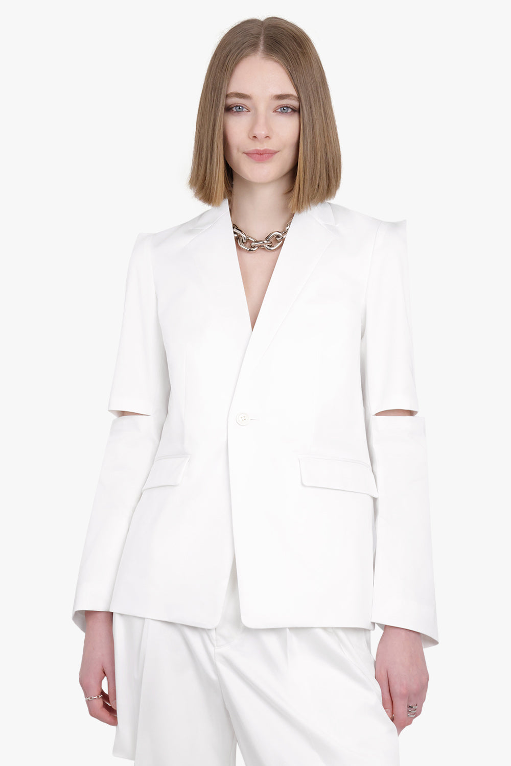 NOIR KEI NINOMIYA RTW Single Breasted Arm Slit Detail Blazer | White