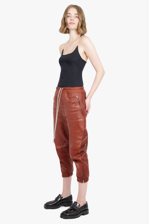 RICK OWENS RTW Cropped Track Pant |  Henna