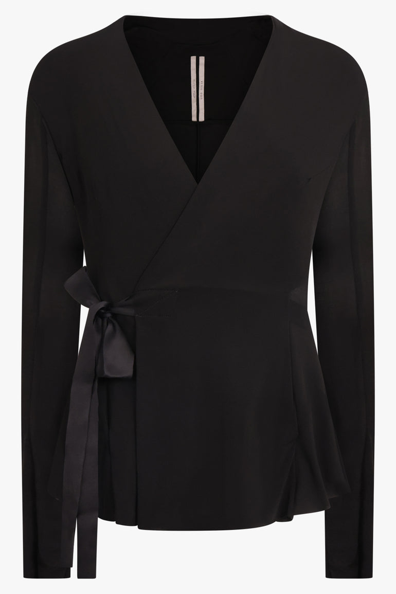 RICK OWENS RTW Giacca Hollywood L/S Wrap Tie Jacket Top | Black