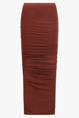 RICK OWENS RTW Shrimp Ruched Maxi Skirt | Henna