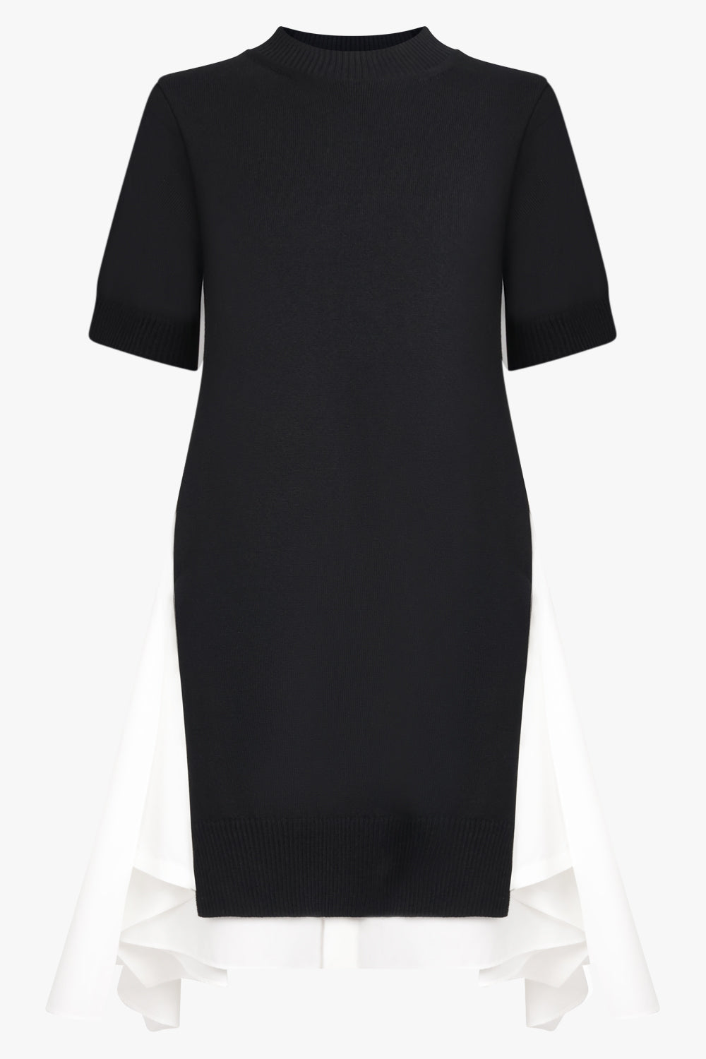 SACAI RTW S/S Knit X Shirt Style Midi Dress | Black/Off White