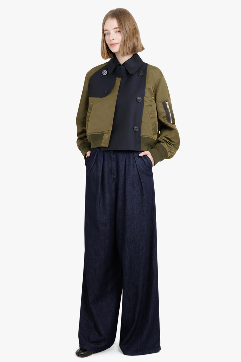 SACAI RTW Cotton Gabardine Mix Blouson | Navy/Olive