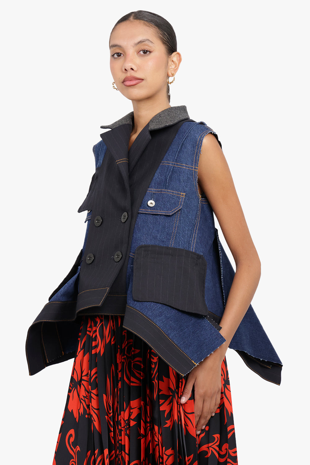 sacai 24ss Chalk Stripe Bonding Vest - ジャケット・アウター