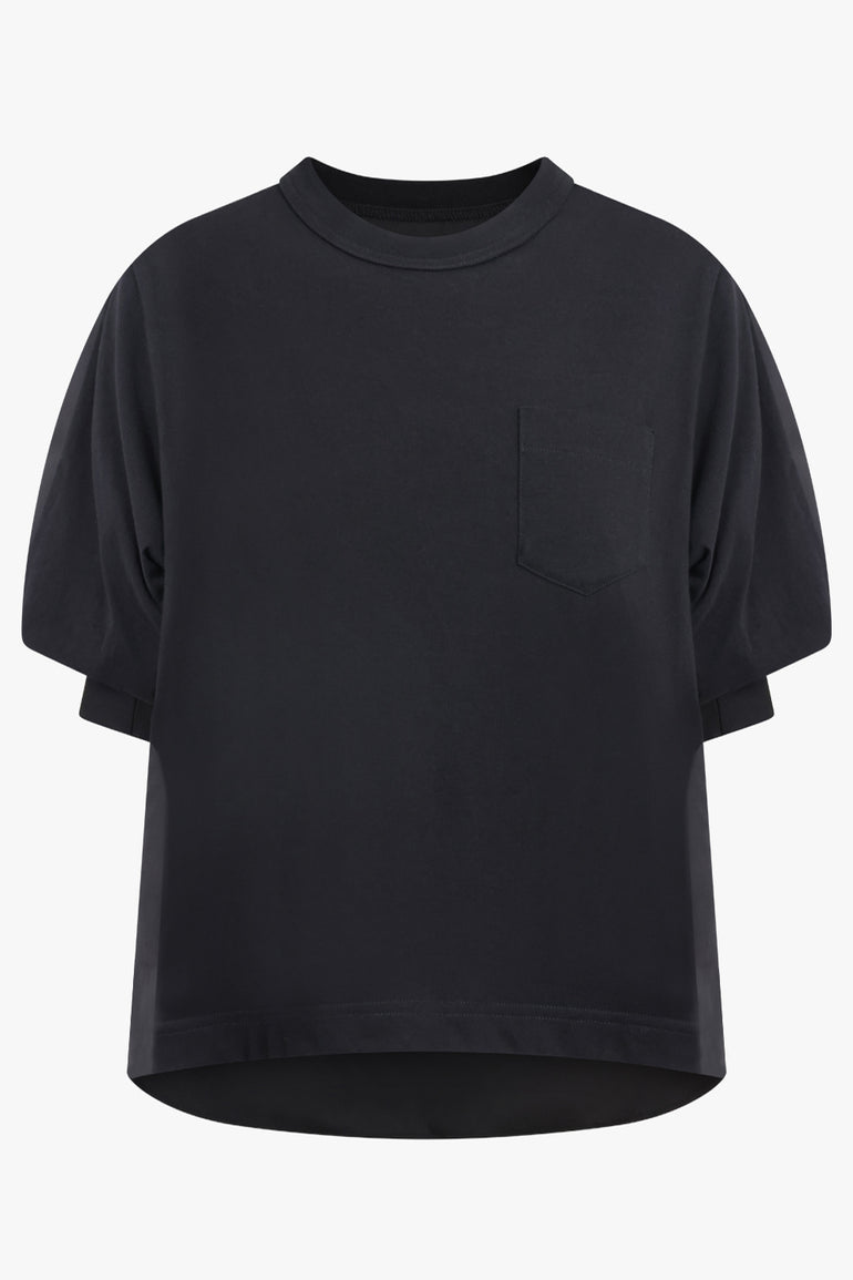 SACAI RTW Cotton Poplin X Cotton Jersey T-Shirt | Black