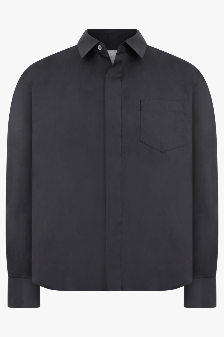 SACAI RTW Cotton Poplin X Nylon Twill Shirt | Black