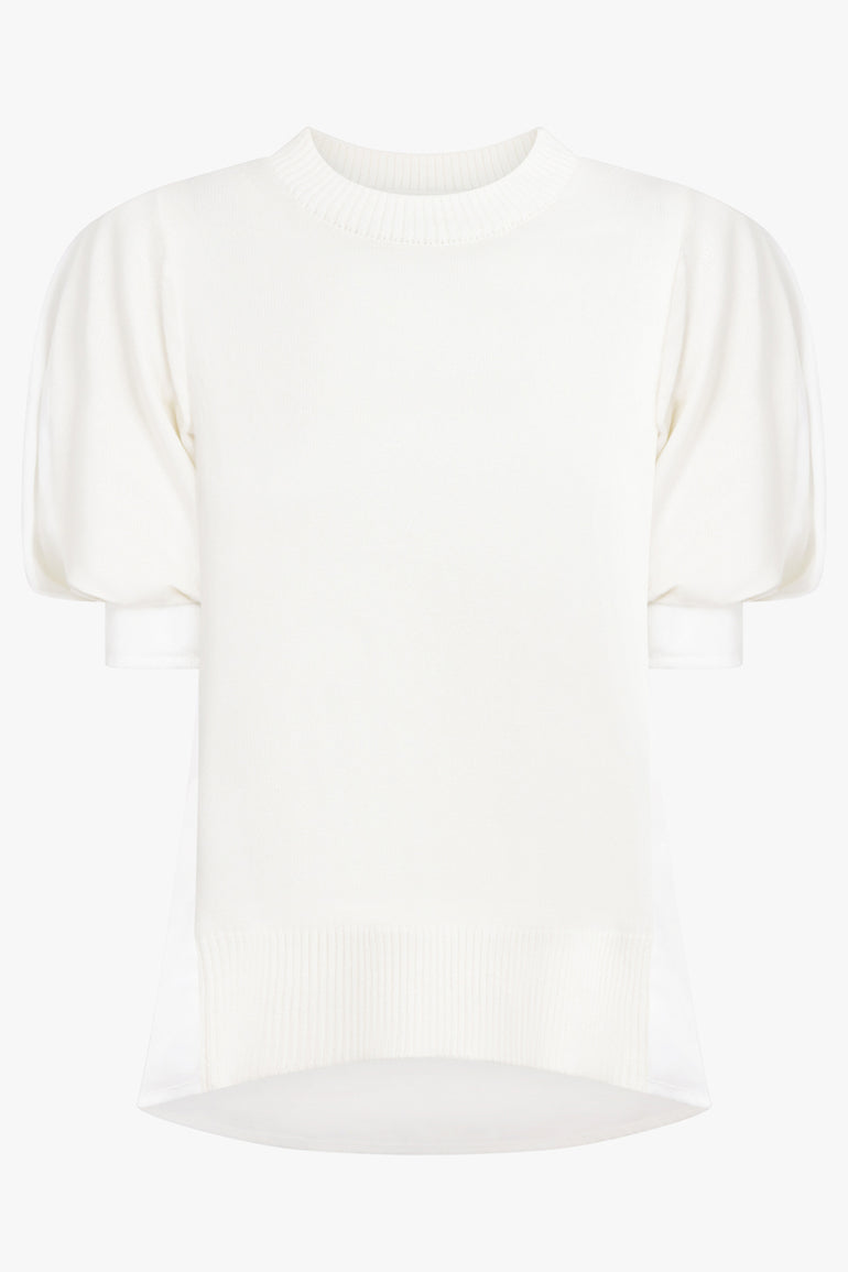 SACAI RTW Denim Knit Pullover | Off White