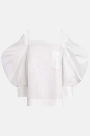 Off Shoulder Top With Exaggerated Wing Sleeve | Off White