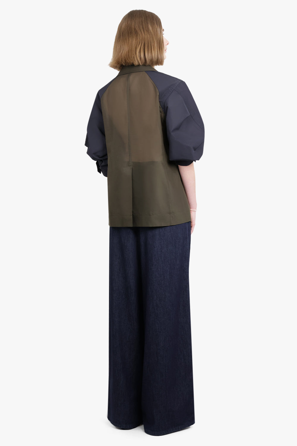 SACAI RTW Voile X Taffeta Jacket | Khaki Navy