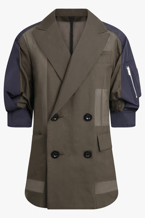 SACAI RTW Voile X Taffeta Jacket | Khaki Navy