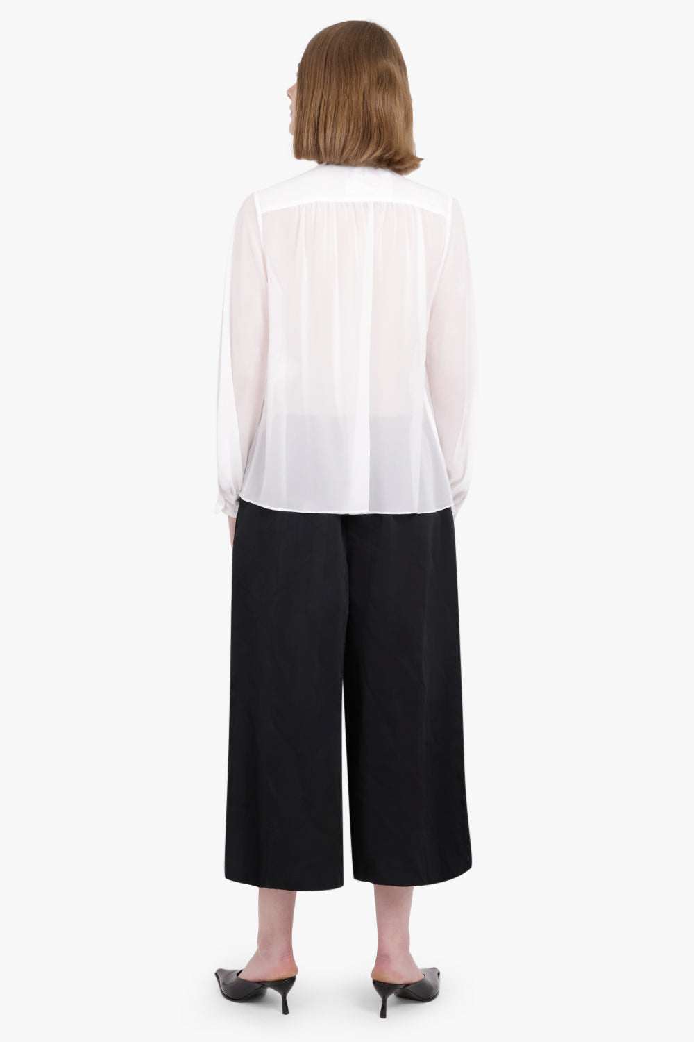 NOIR KEI NINOMIYA RTW Sheer Ruffle Detail L/S Shirt | White