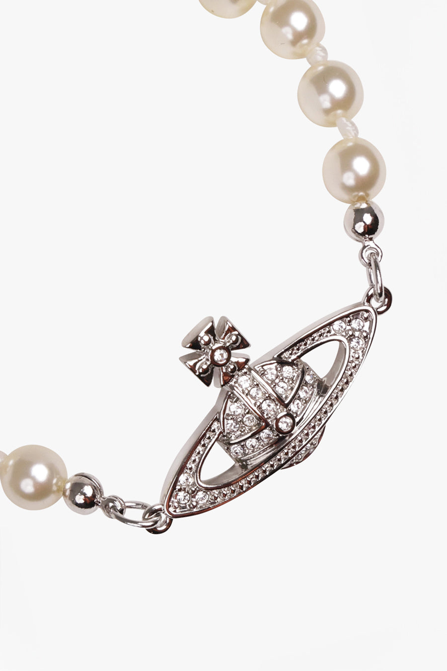 VIVIENNE WESTWOOD JEWELLRY SILVER / SILVER MINI BAS RELIEF PEARL BRACELET | SILVER