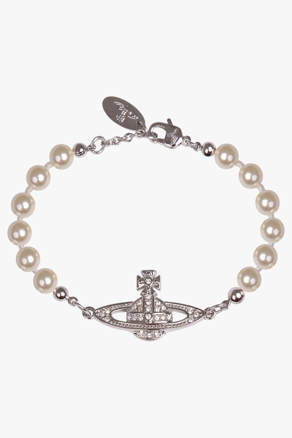 VIVIENNE WESTWOOD JEWELLRY SILVER / SILVER MINI BAS RELIEF PEARL BRACELET | SILVER