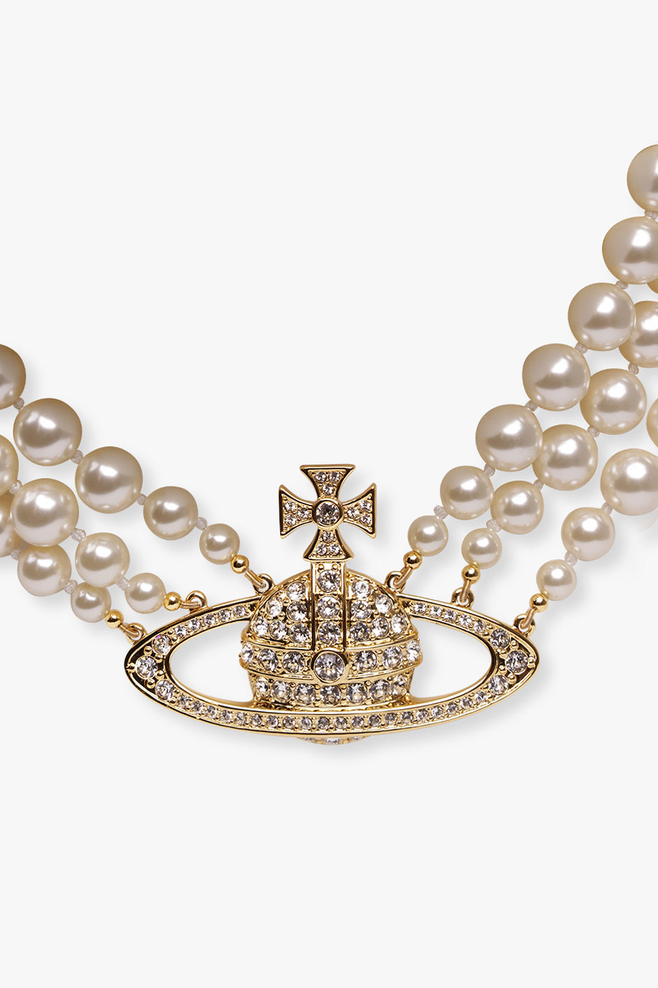 VIVIENNE WESTWOOD JEWELLERY Gold THREE ROW PEARL BAS RELIEF | GOLD
