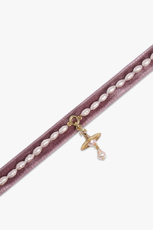 VIVIENNE WESTWOOD JEWELLRY GOLD / GOLD ALEKSA PEARL CHOKER | BURGUNDY/PEARL/GOLD