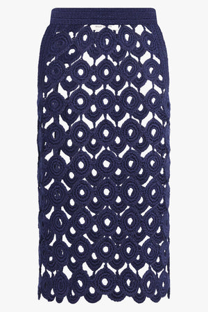 WALES BONNER RTW Stanza Knit Skirt | Navy