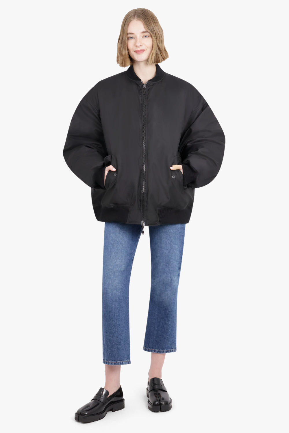 WARDROBE NYC RTW REVERSIBLE BOMBER JACKET | BLACK