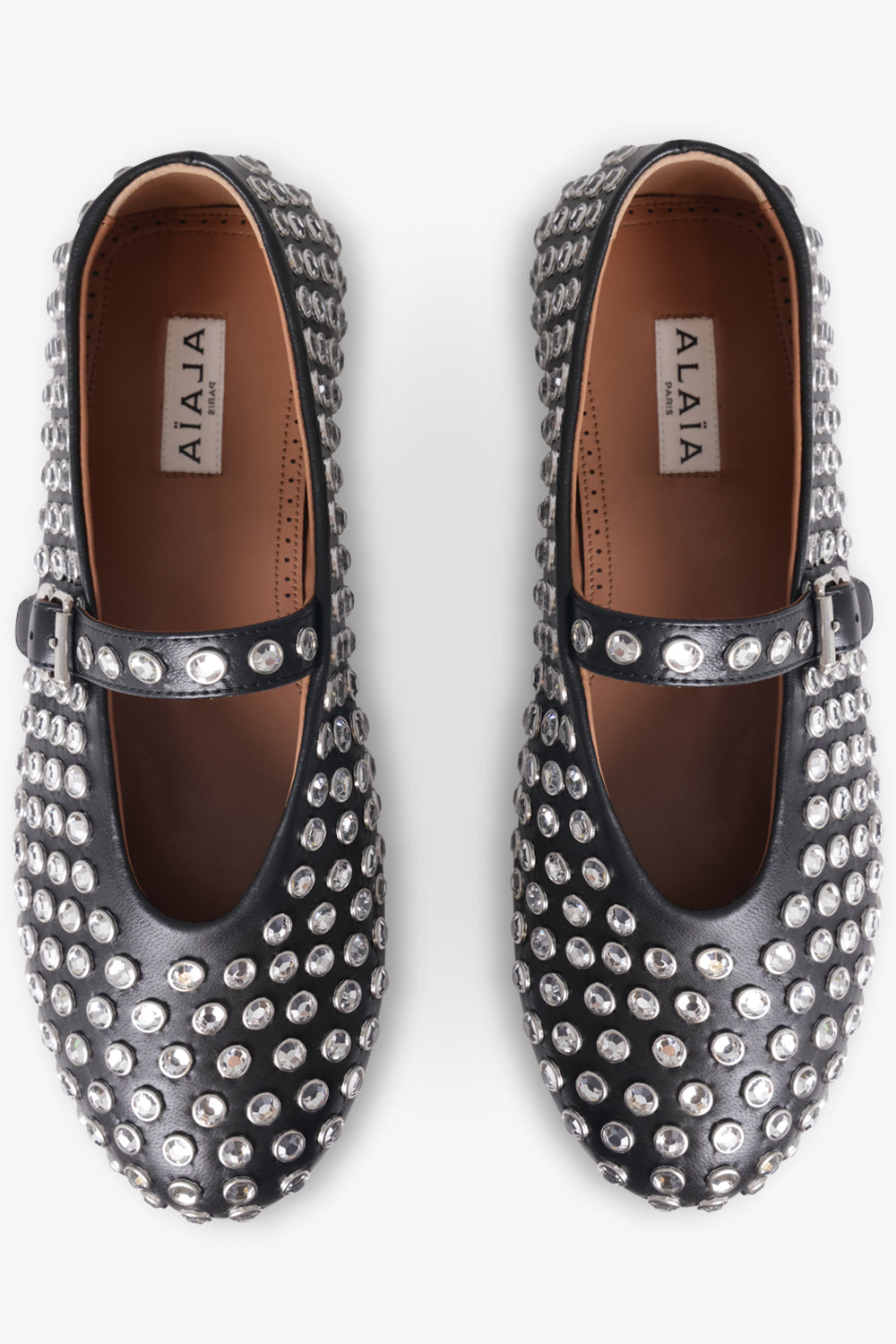 ALAIA SHOES Crystal Embellished Ballet Flat | Black