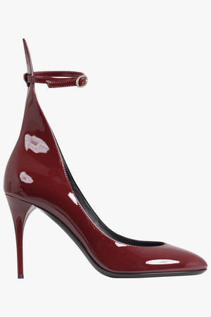 ALAIA SHOES Decollette Patent 90mm Pump Heels | Garnet Red