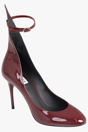 ALAIA SHOES Decollette Patent 90mm Pump Heels | Garnet Red