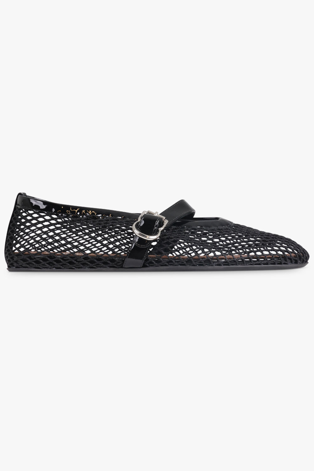 ALAIA SHOES Fishnet Mesh Ballet Flat | Black