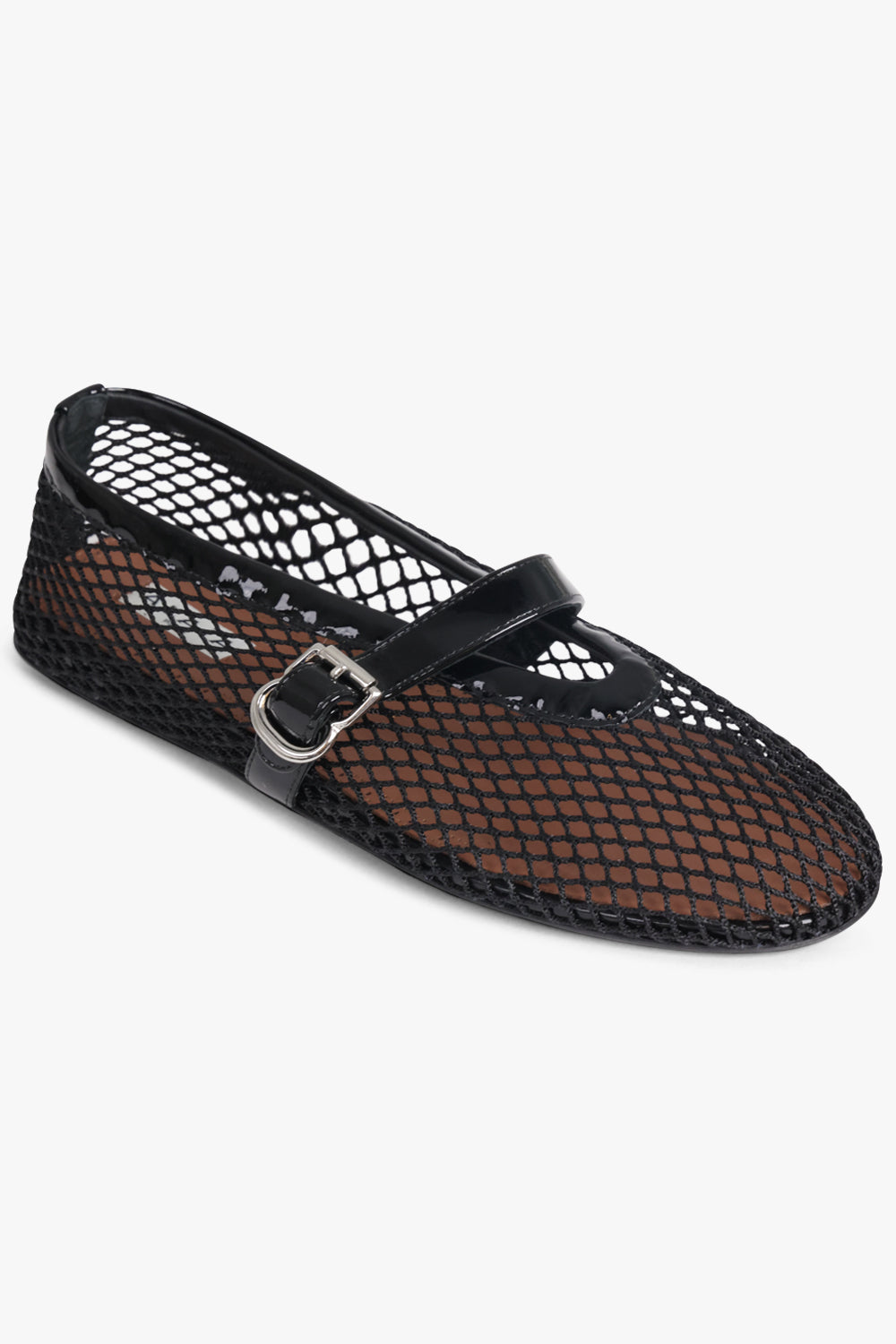 ALAIA SHOES Fishnet Mesh Ballet Flat | Black