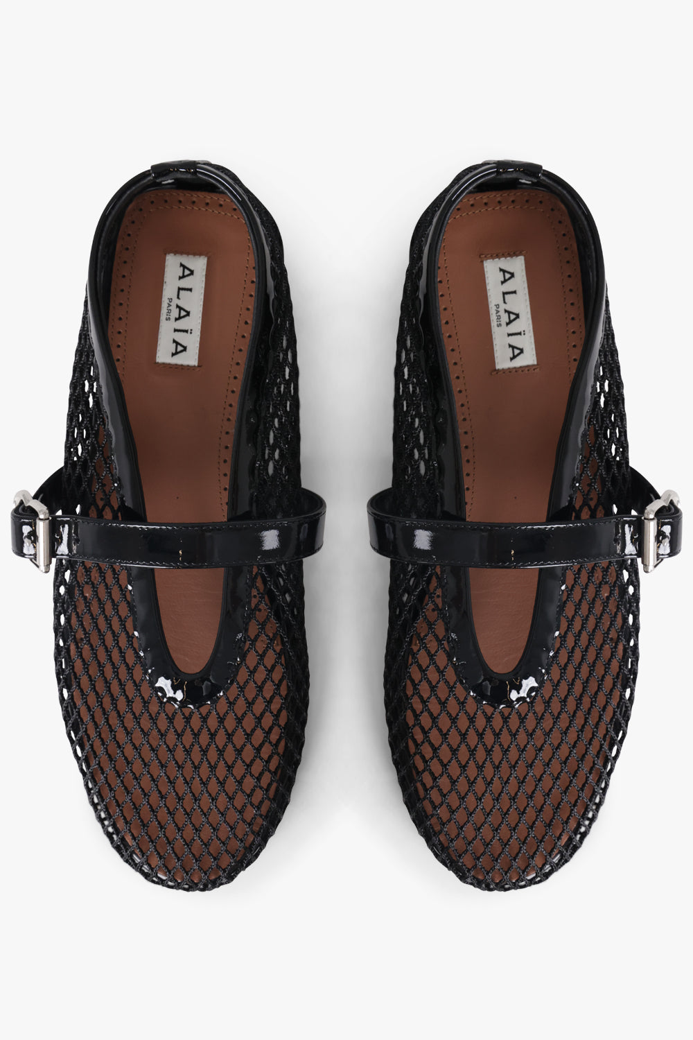 ALAIA SHOES Fishnet Mesh Ballet Flat | Black