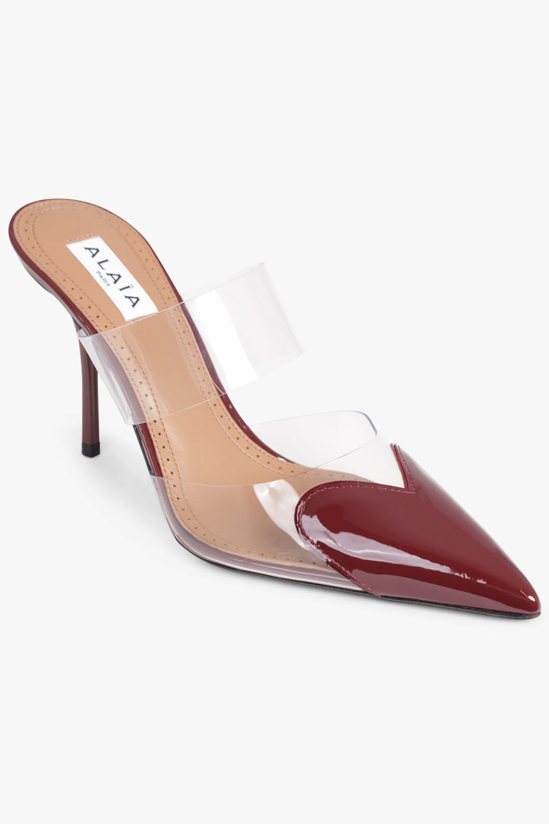 ALAIA SHOES Le Coeur Heart 90mm Patent Mule | Garnet Red