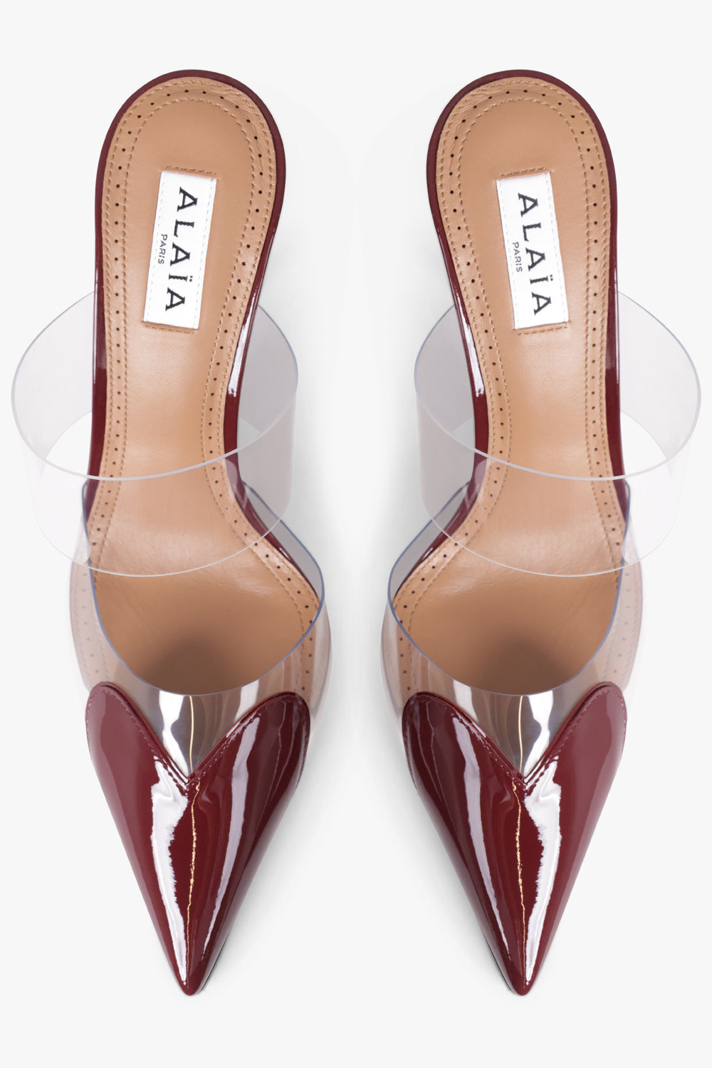 ALAIA SHOES Le Coeur Heart 90mm Patent Mule | Garnet Red