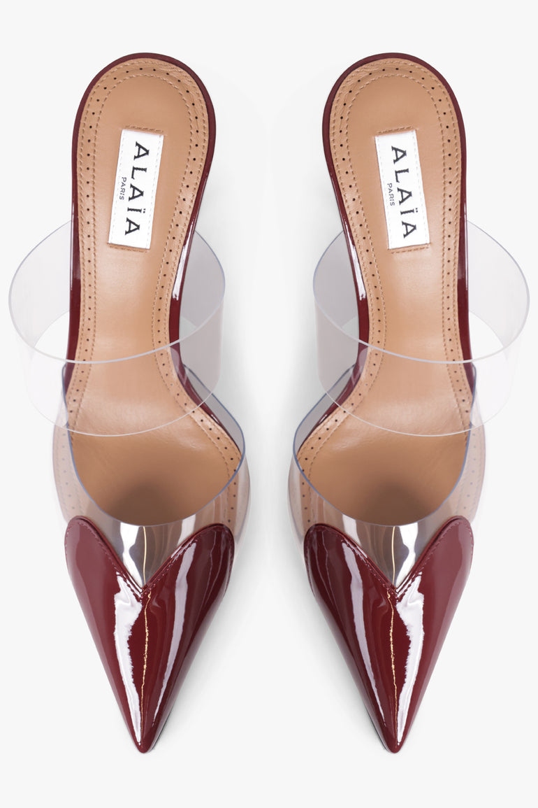 ALAIA SHOES Le Coeur Heart 90mm Patent Mule | Garnet Red